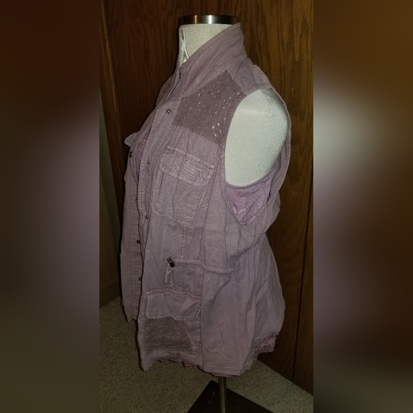 Maurice's mauve pink lace edge tank top and vest 2 piece set Size 2 - Picture 2 of 5